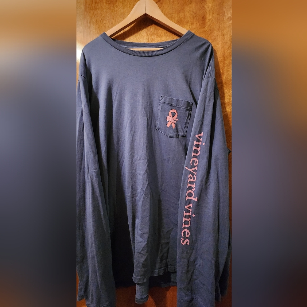 Vineyard Vines Blue Long Sleeve Shirt - Breast Cancer Awareness